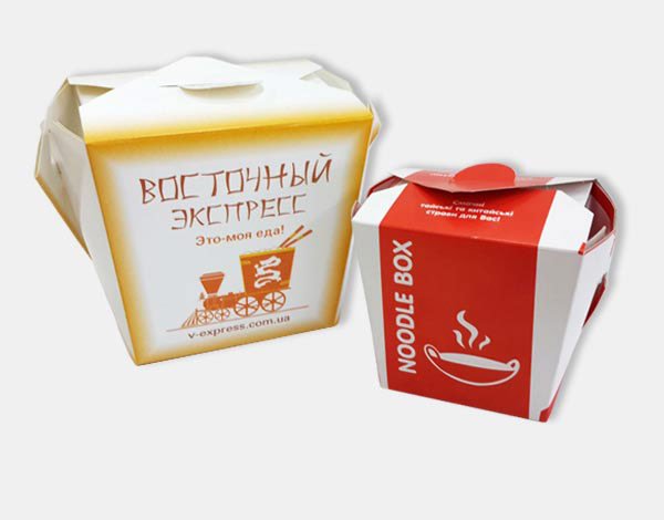 Упаковка для фаст-фуда «Восточный экспресс», «Noodle Box» (картон, печать 3+0, защитный лак, глянцевая ламинация, высечка)