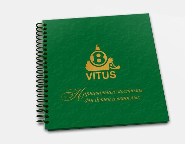 Каталог «VITUS» (концепция, верстка, бумага, картон Malmero, тиснение золотом, пружина)